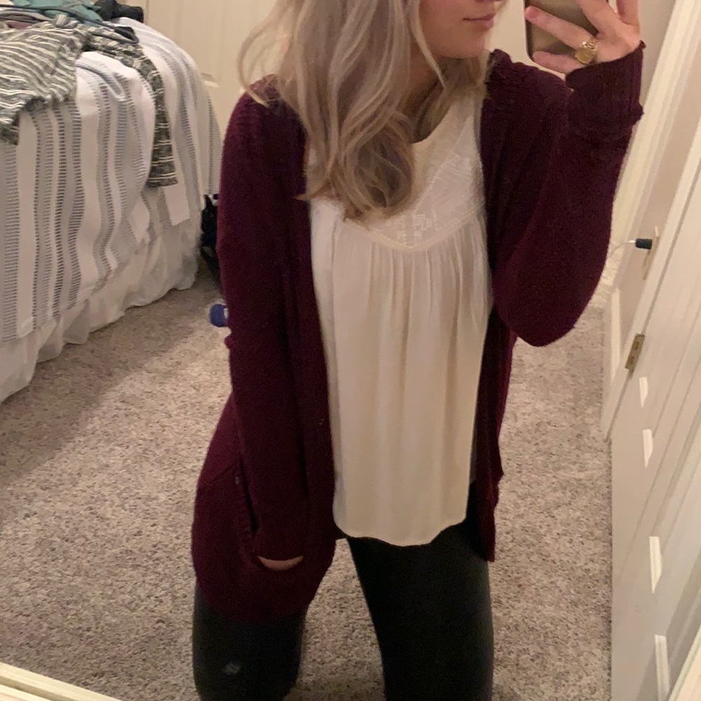 American Eagle Maroon Cardigan
